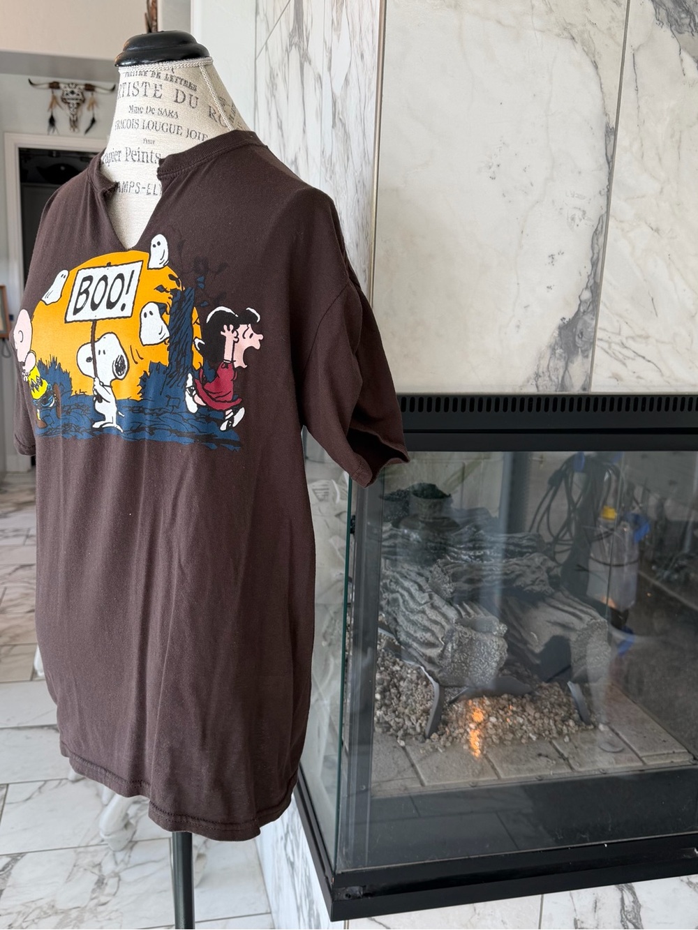 Vintage Peanuts Brown Halloween 'Boo!' Short Sleeve Tee M - Picture 5 of 7